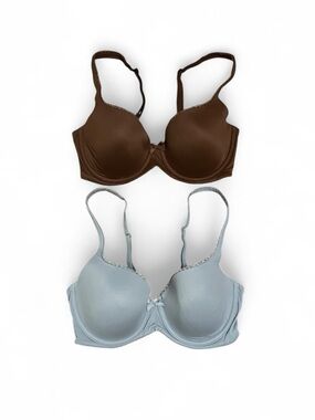 GAP Two-Pack Padded Bras in Brown and Light Gray
